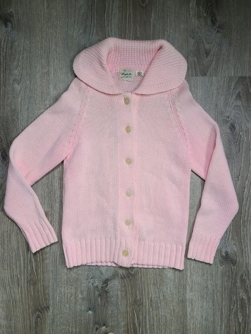 VTG Women S 100% Virgin Acrylic Fibre Cardigan Sweater Pink Button Up Japan Made